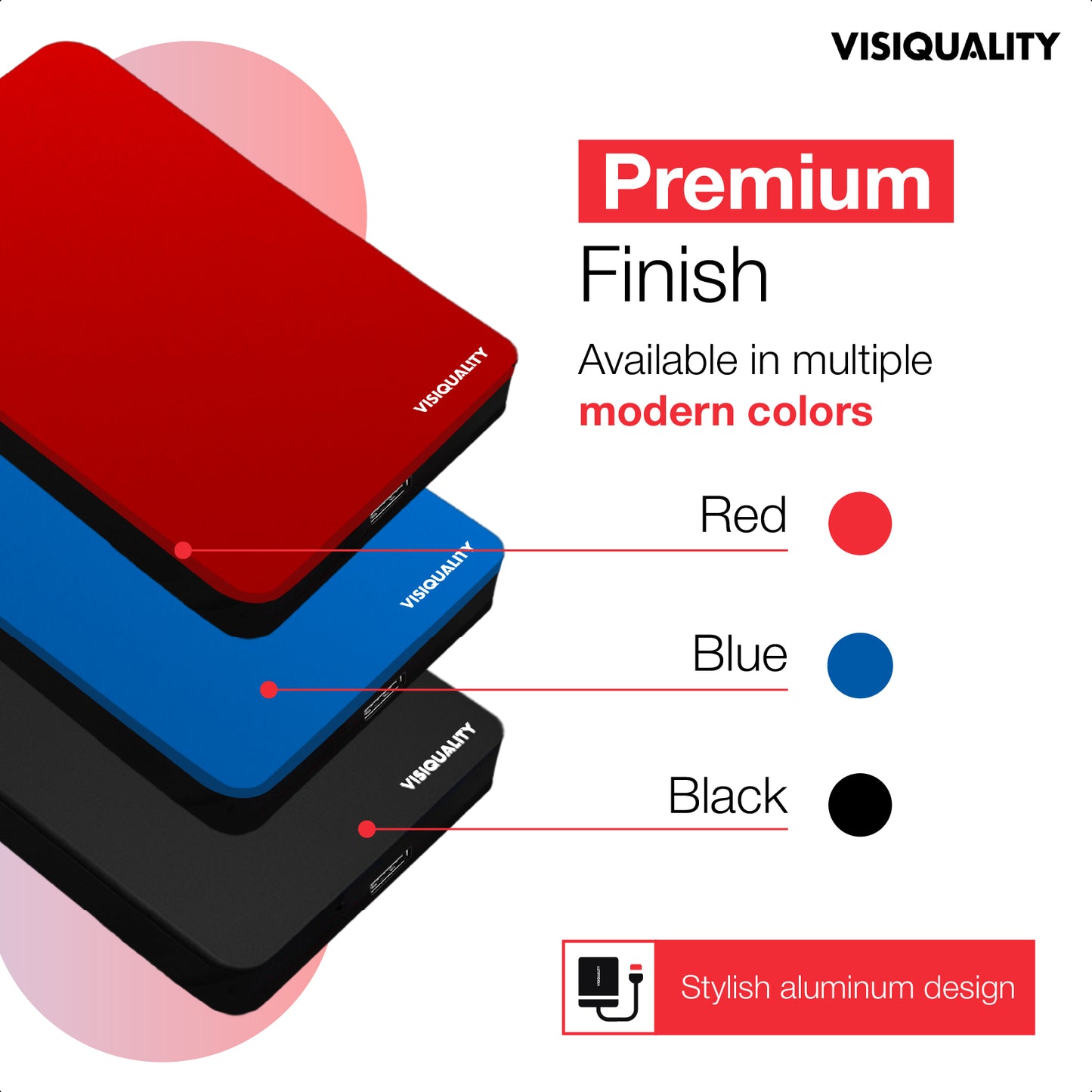 VisiQuality High-Speed Externe Harde Schijf - Bold Red 1 TB