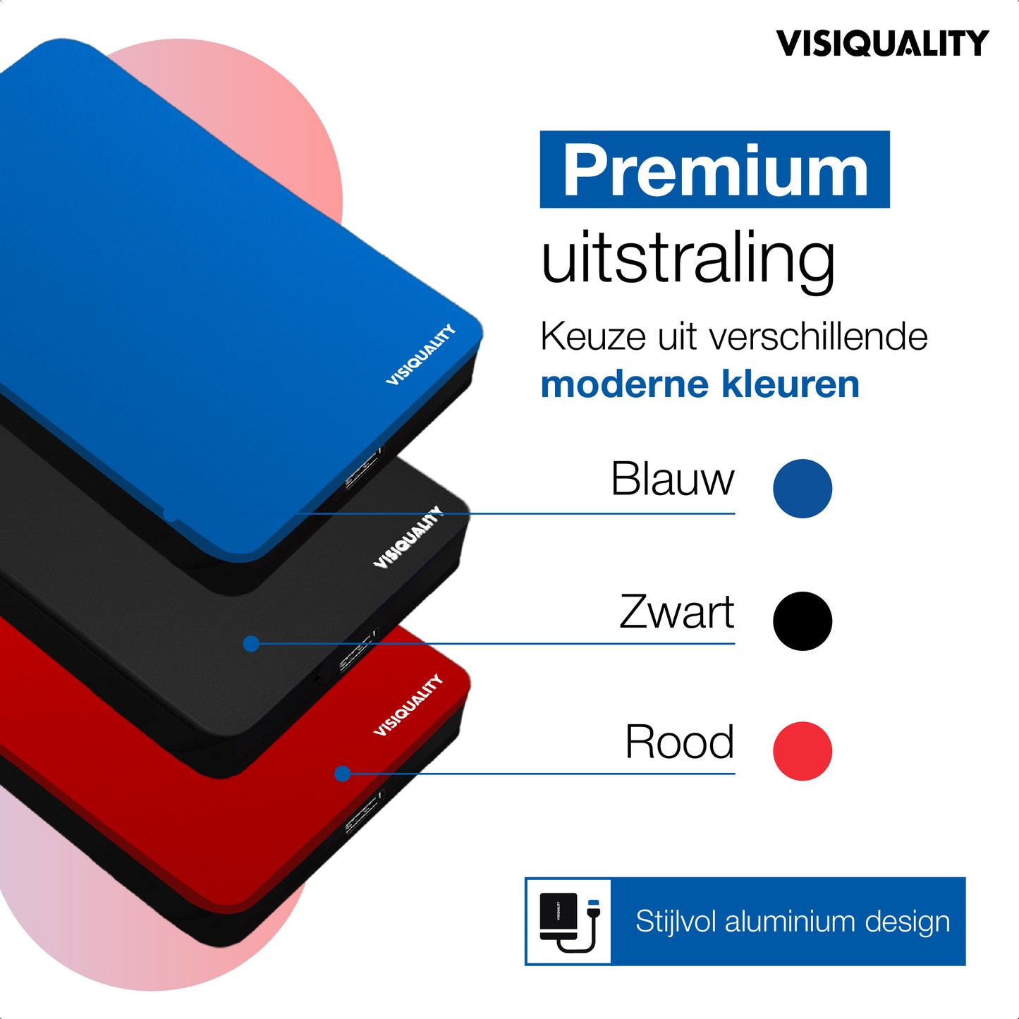 VisiQuality High-Speed Externe Harde Schijf - Modern Blue 1 TB