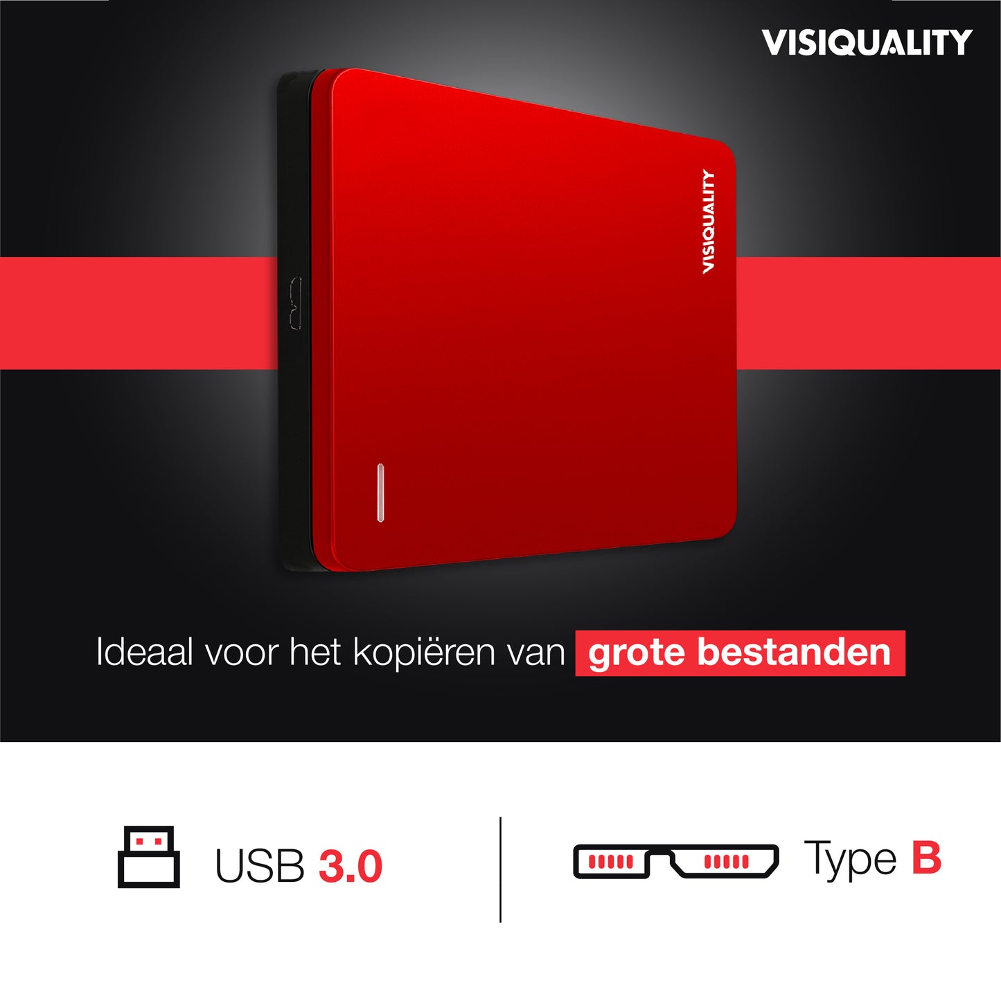 VisiQuality Harde Schijf - Bold Red 1 TB
