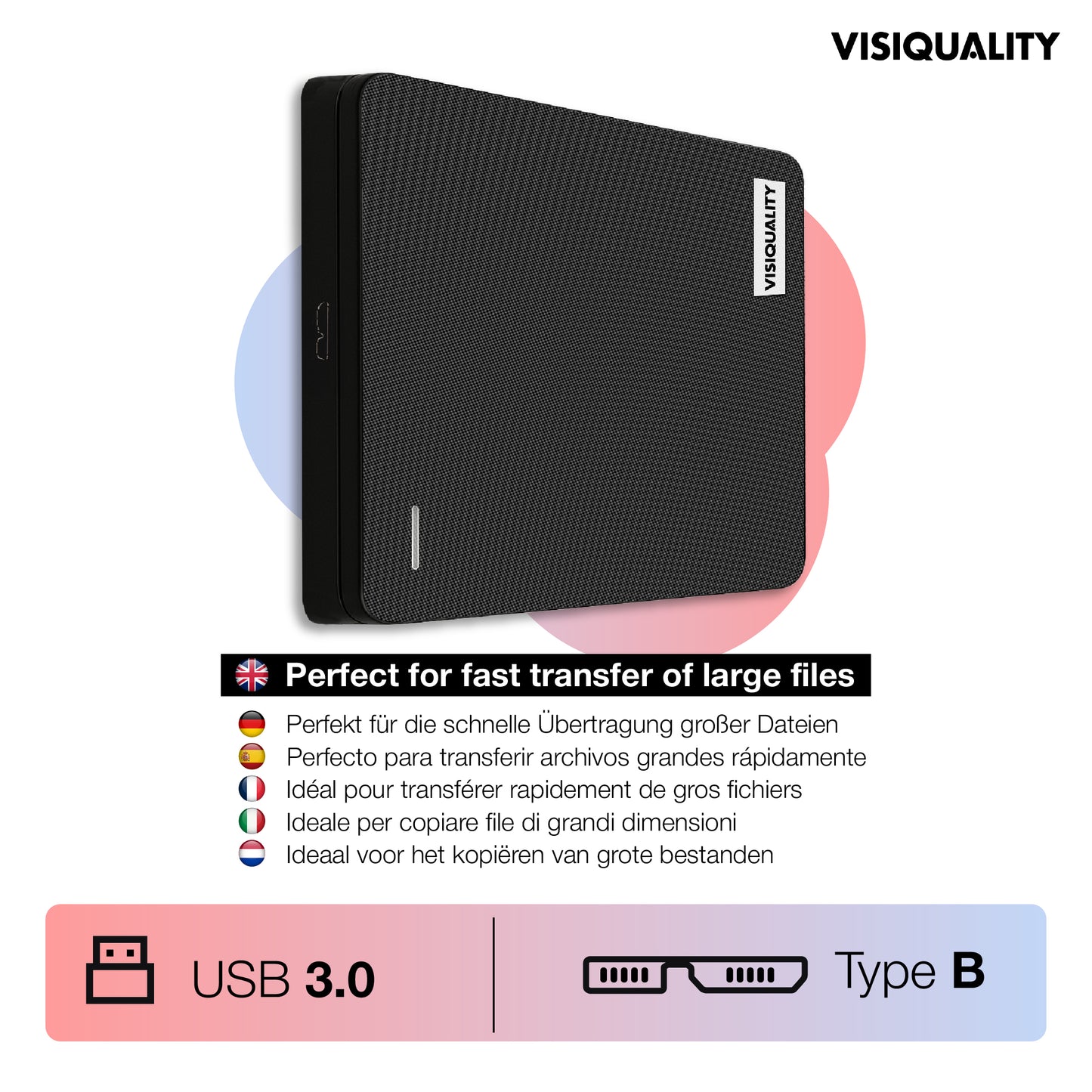 VisiQuality High-Speed Externe Harde Schijf - Classic Black 1.5 TB