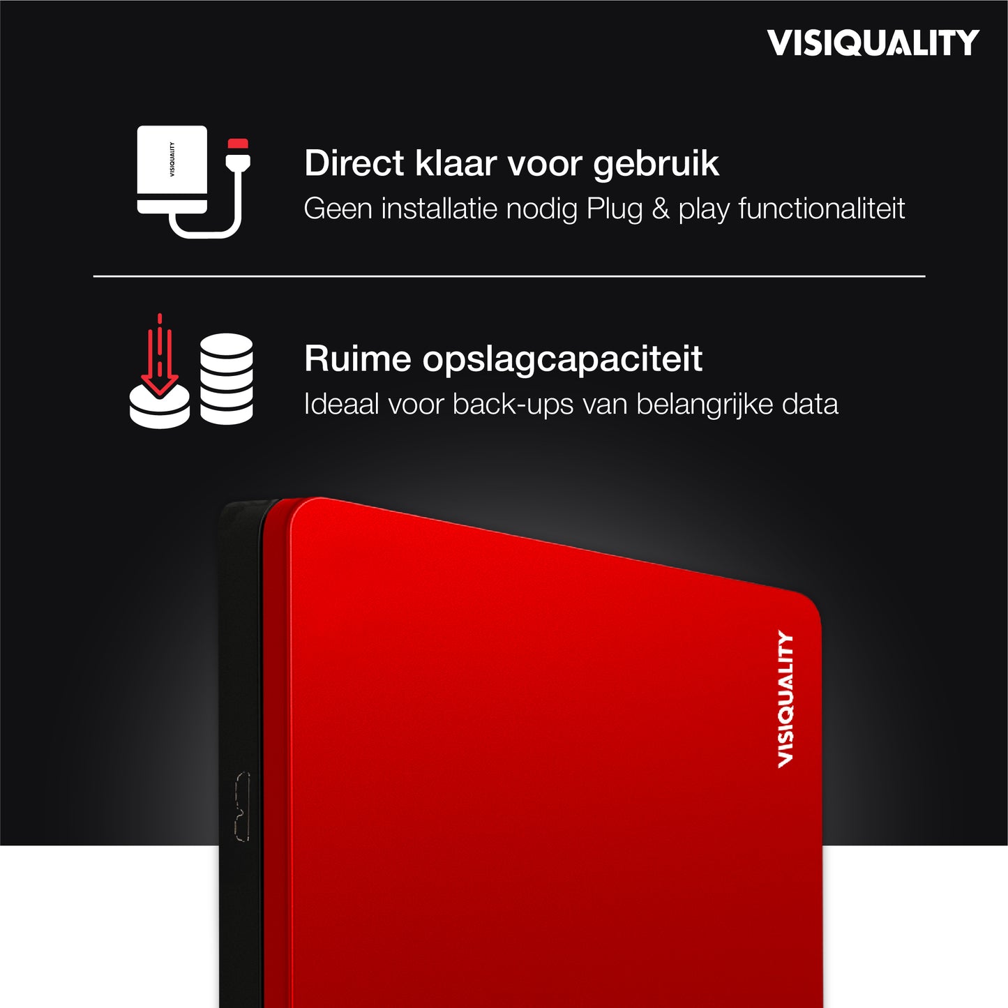 VisiQuality Harde Schijf - Bold Red 1 TB