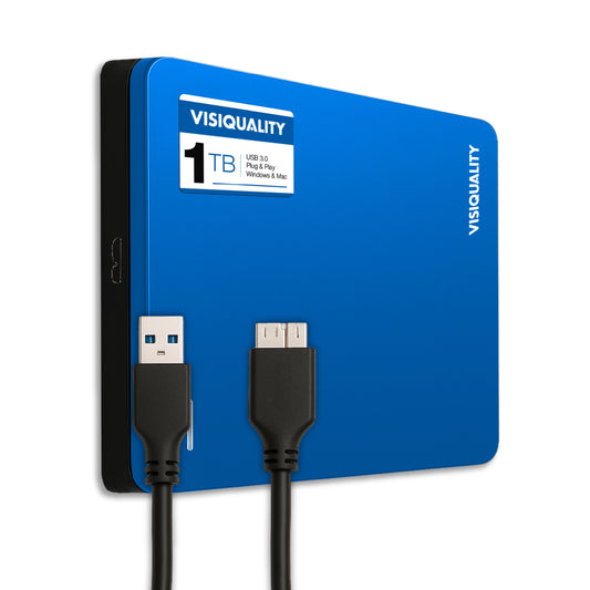 VisiQuality High-Speed ​​External Hard Drive - Modern Blue 1 TB