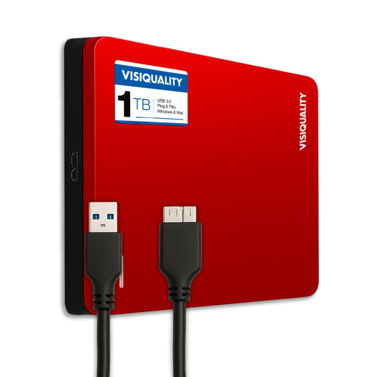 VisiQuality High-Speed ​​External Hard Drive - Bold Red 1 TB