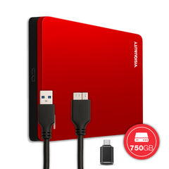 VisiQuality High-Speed Externe Harde Schijf - Bold Red 750 GB