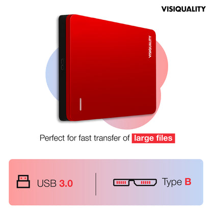 VisiQuality High-Speed Externe Harde Schijf - Bold Red 1 TB