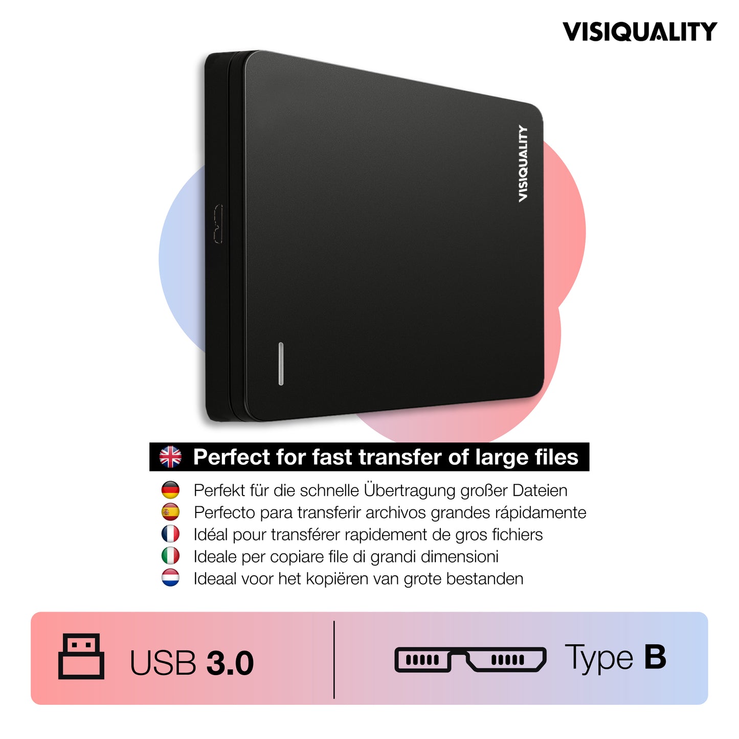 VisiQuality High-Speed ​​External Hard Drive - Classic Black 1 TB
