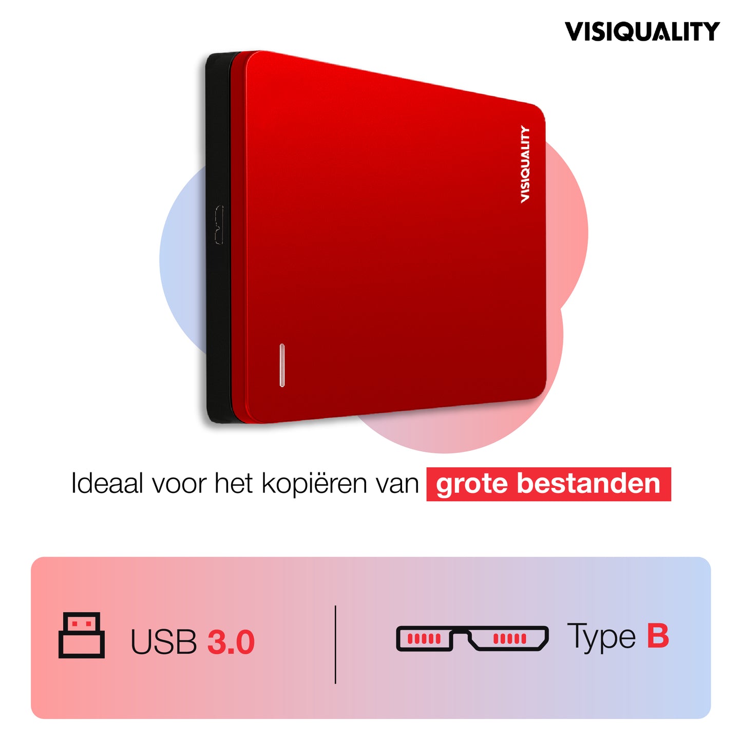 VisiQuality High-Speed Externe Harde Schijf - Bold Red 1 TB