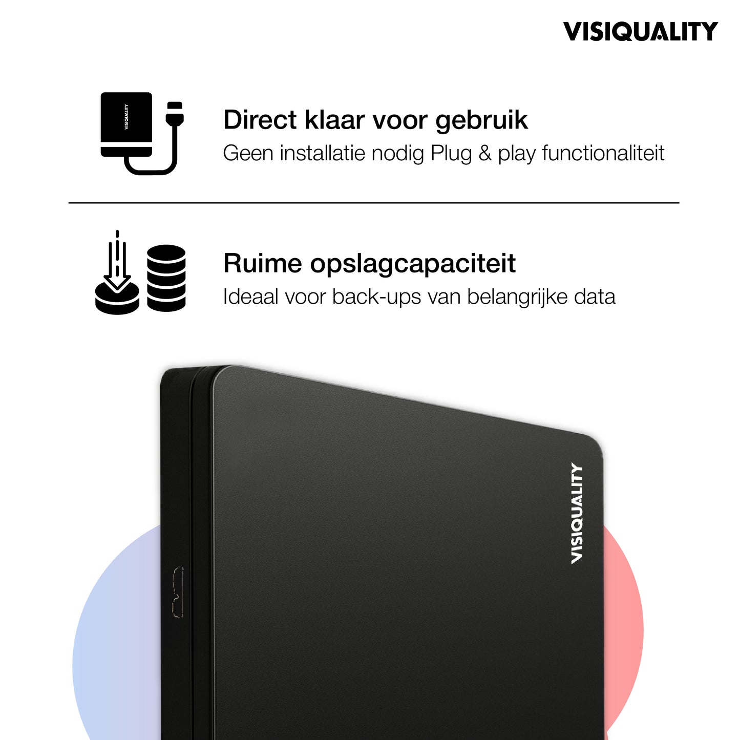 VisiQuality High-Speed Externe Harde Schijf - Classic Black 500 GB