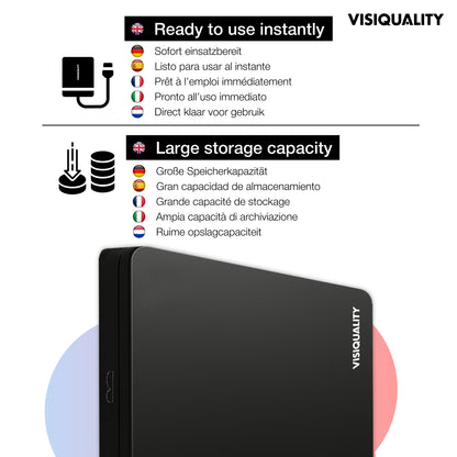 VisiQuality High-Speed ​​External Hard Drive - Classic Black 1 TB