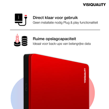 VisiQuality High-Speed Externe Harde Schijf - Bold Red 1 TB