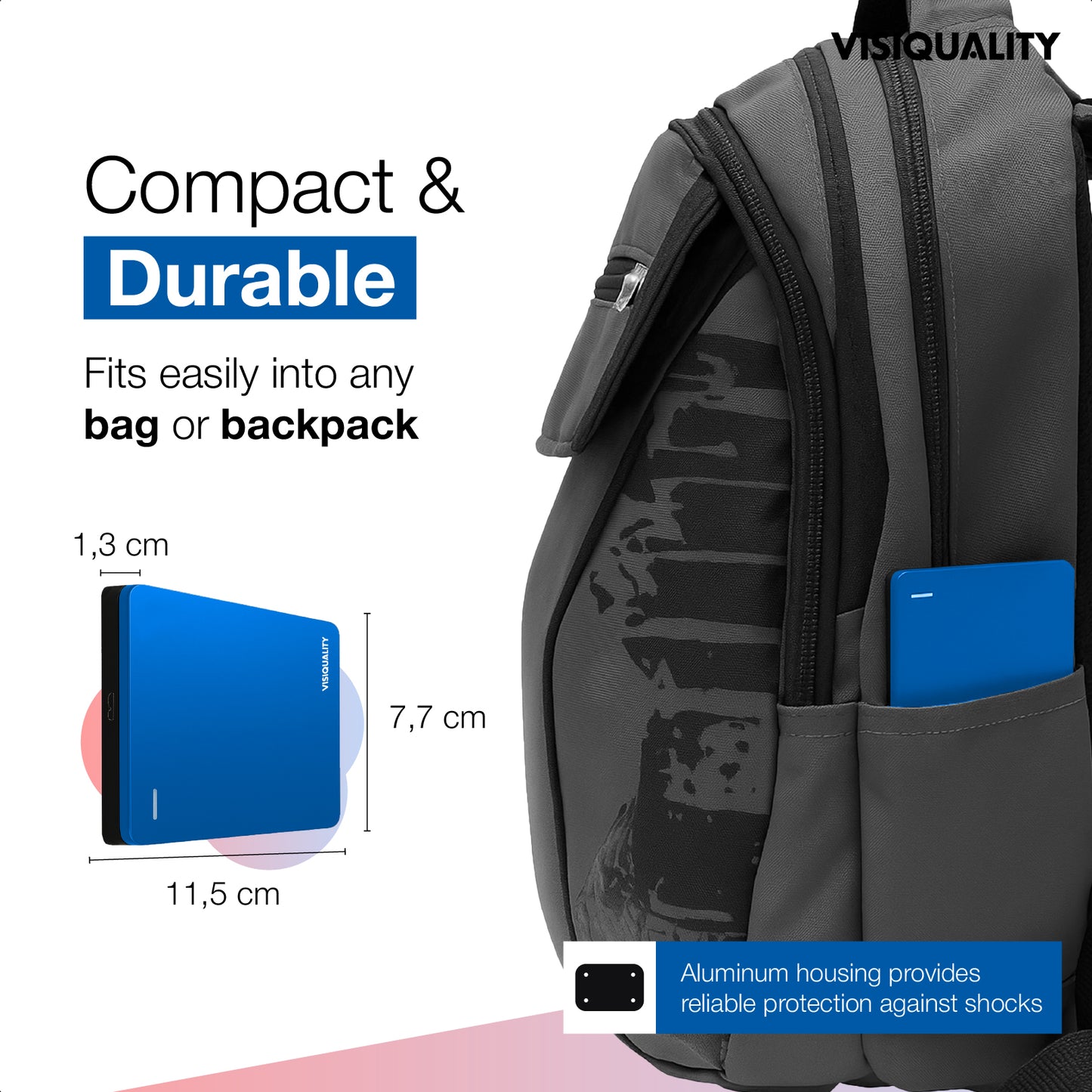 VisiQuality High-Speed Externe Harde Schijf - Modern Blue 1 TB