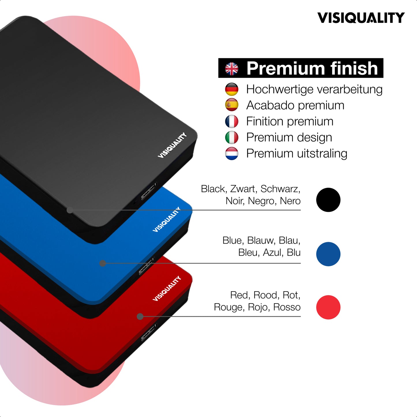 VisiQuality High-Speed ​​External Hard Drive - Classic Black 1 TB